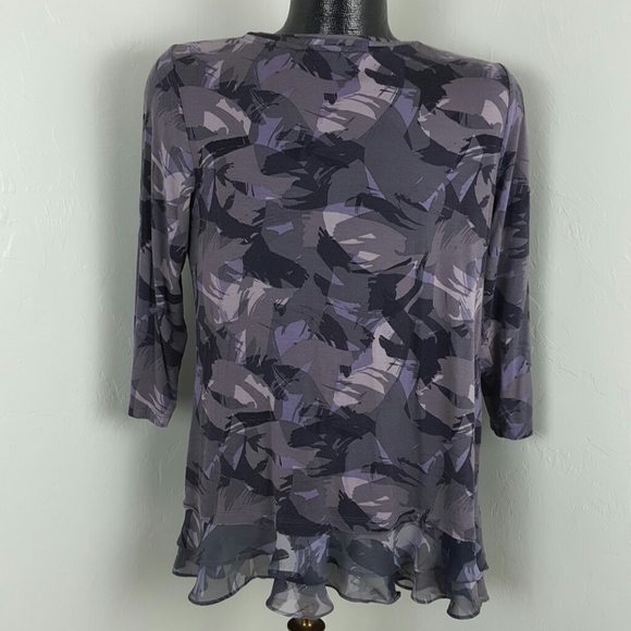 Logo Lori Goldstein women top tunic long sleeve gray purple size M - Picture 4 of 7